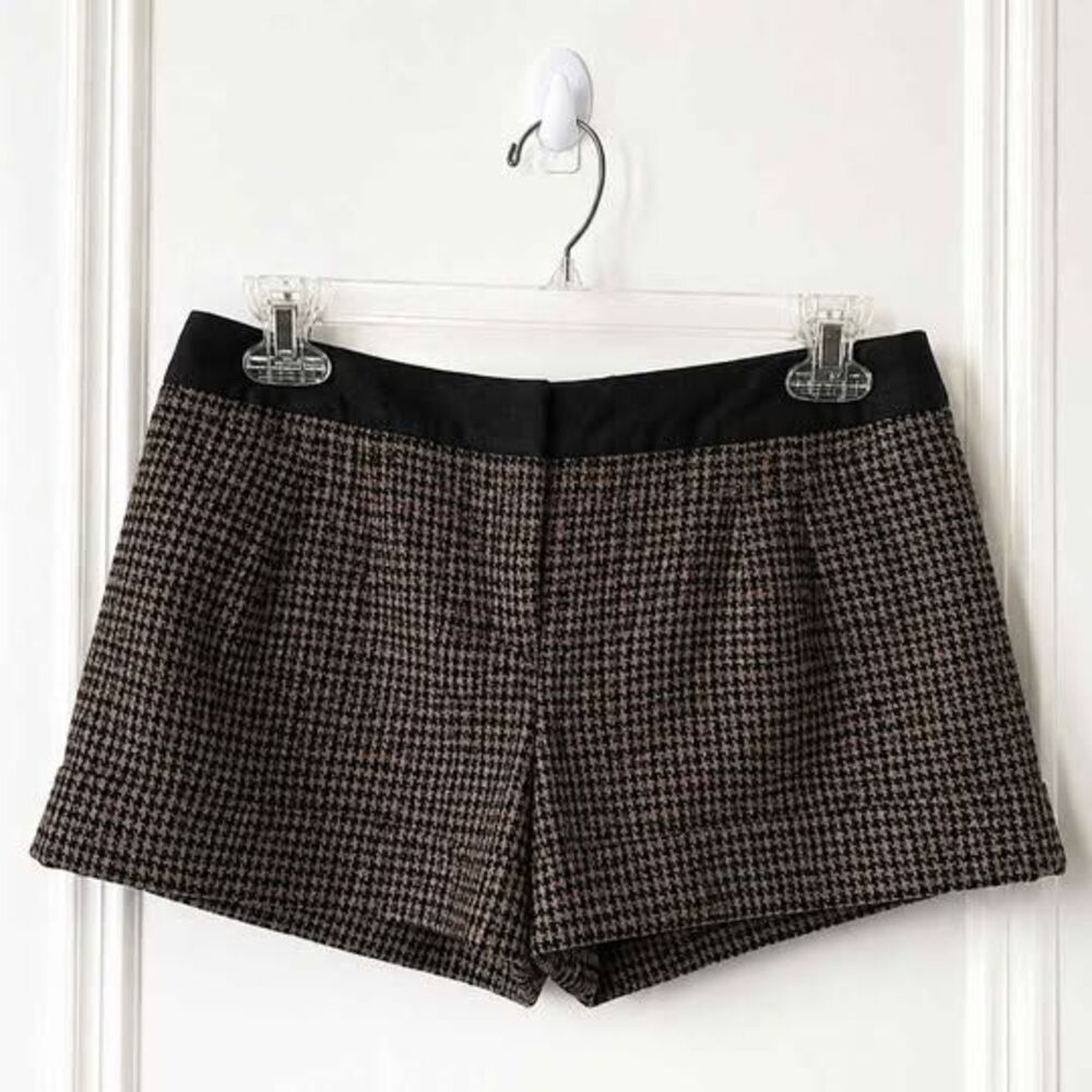 Express Wool Blend Houndstooth Shorts – Size 4 – Brown/Black Career Chic